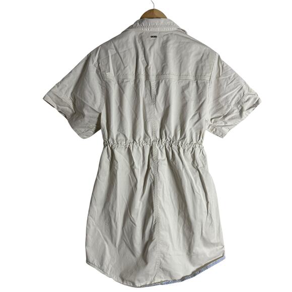 BOSS Hugo Boss Dalema White Khaki Utility Short Sleeve Shirt Dress Size 8 - Picture 14 of 16